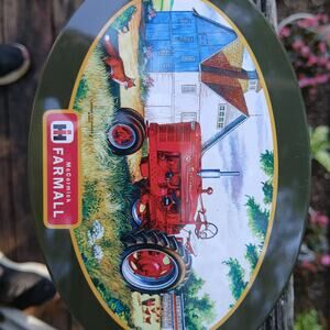 McCormick Farmall Advertising Tin Oval tractor farm scene